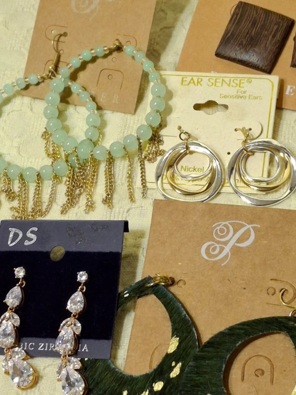 Lot of 18 Pairs New Earrings Still on Display Cards